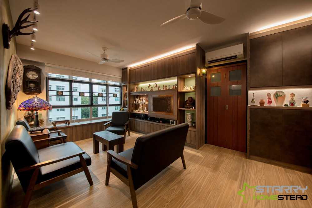 Asian Living Room with TV Console and Sofa