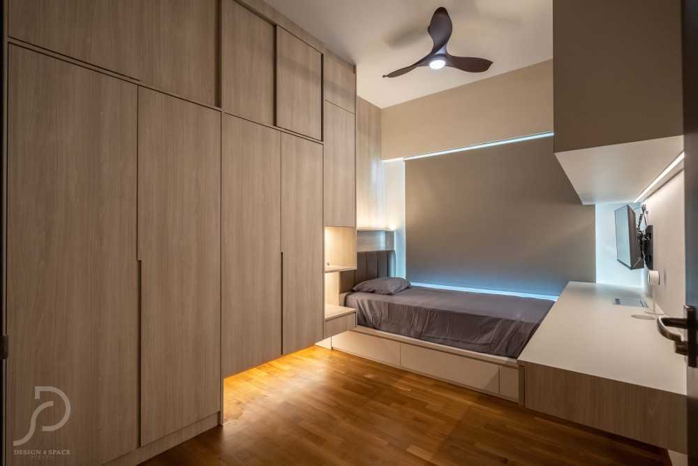 Modern Bedroom with Wood Flooring and Cove Lighting