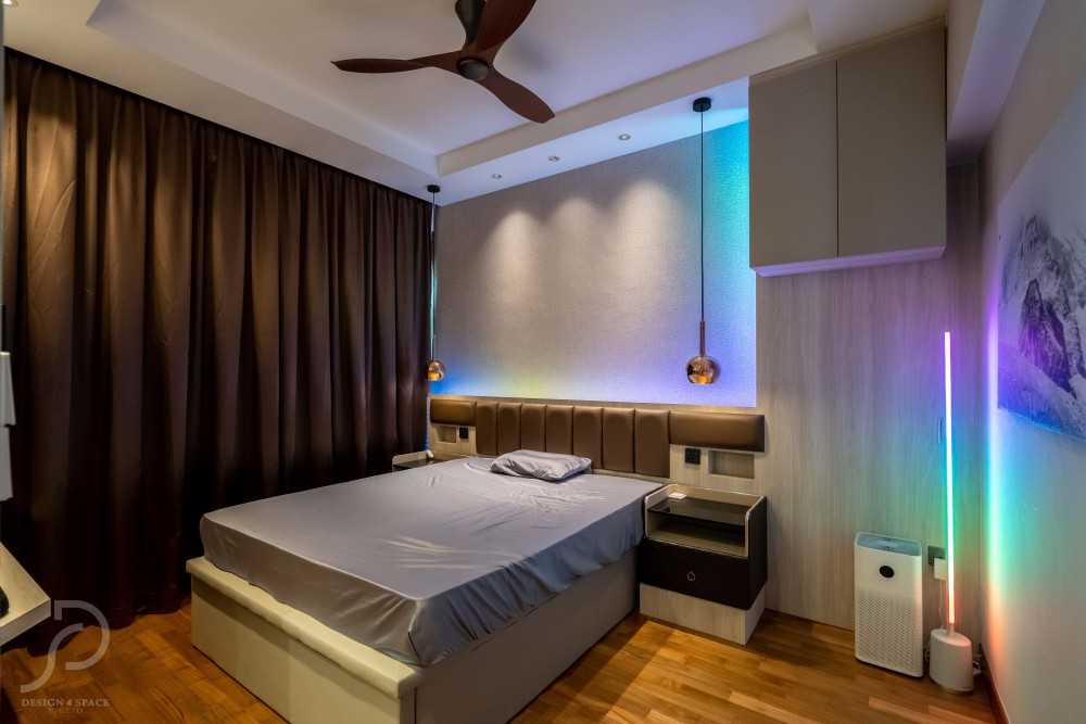Modern Bedroom with Cove Lighting and Drop Ceiling