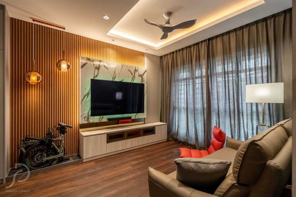 Modern Living Room with Drop Ceiling and Ceiling Light