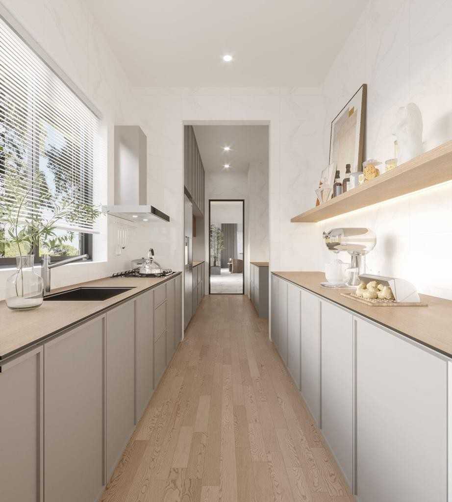 Contemporary Kitchen with Countertop and Homogeneous Tiles