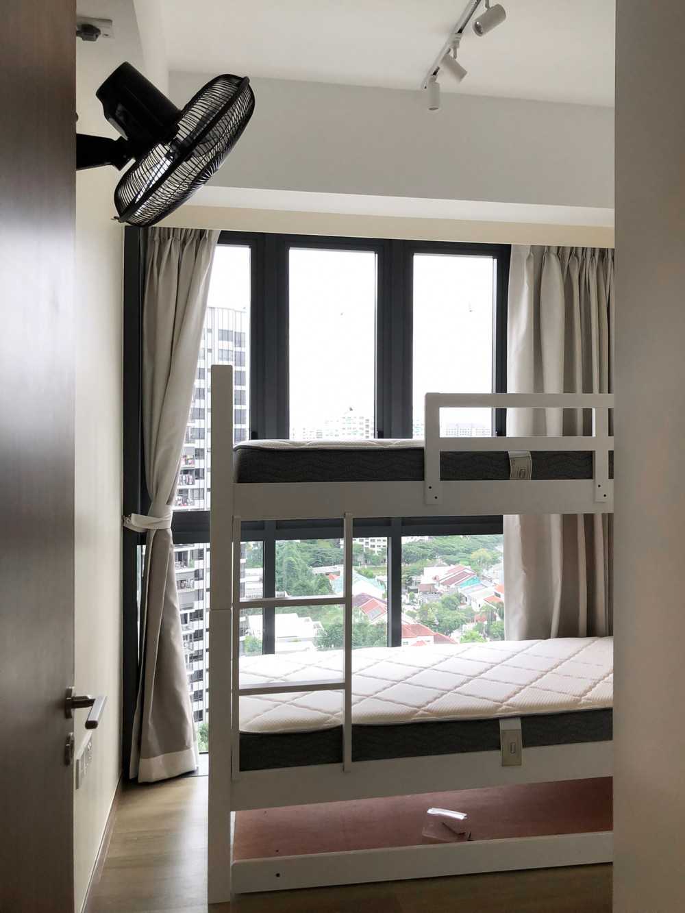 Modern Kids Room with Window Grille and Paintings