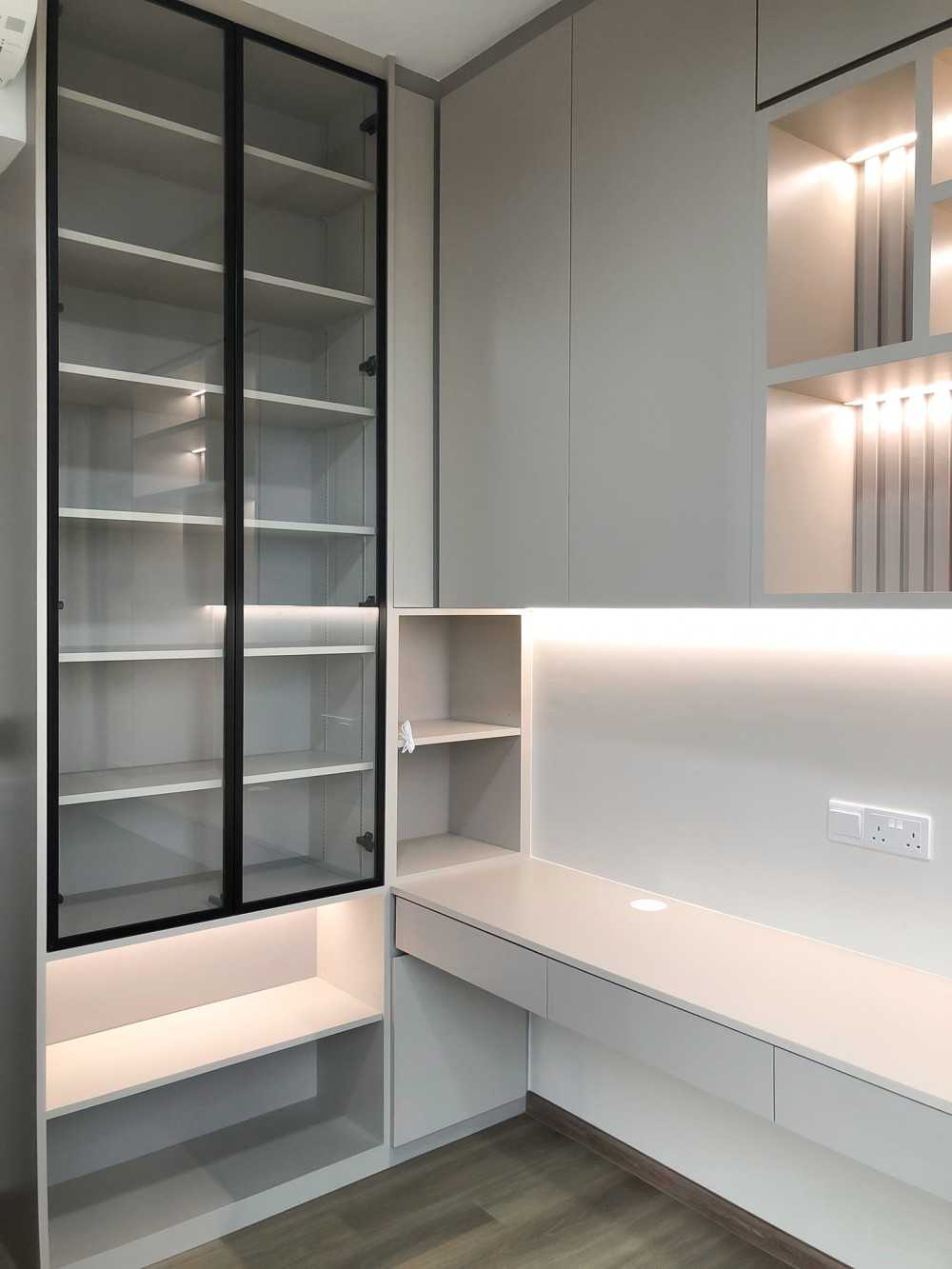 Modern Bedroom with Bookshelf and Bedroom Dresser
