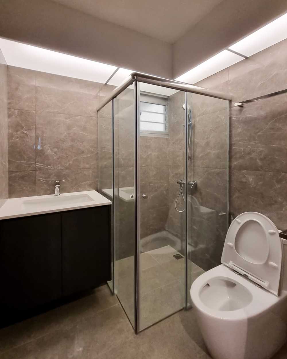 Modern Bathroom with Shower Screen and Window Grille