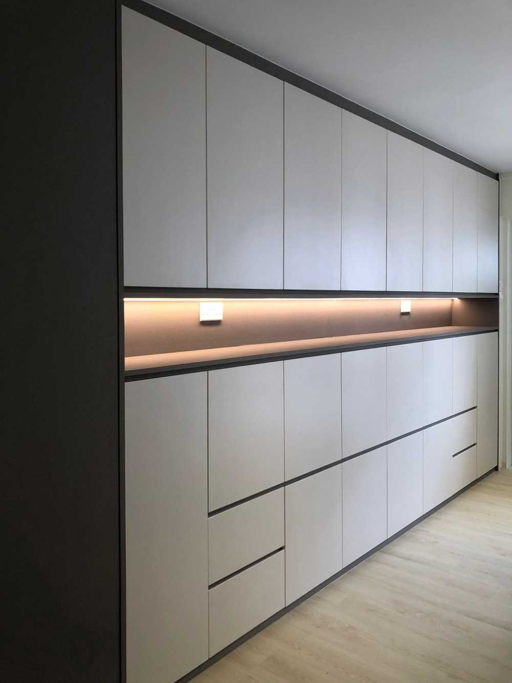 Scandinavian Bedroom with Storage Cabinets and Small Storage
