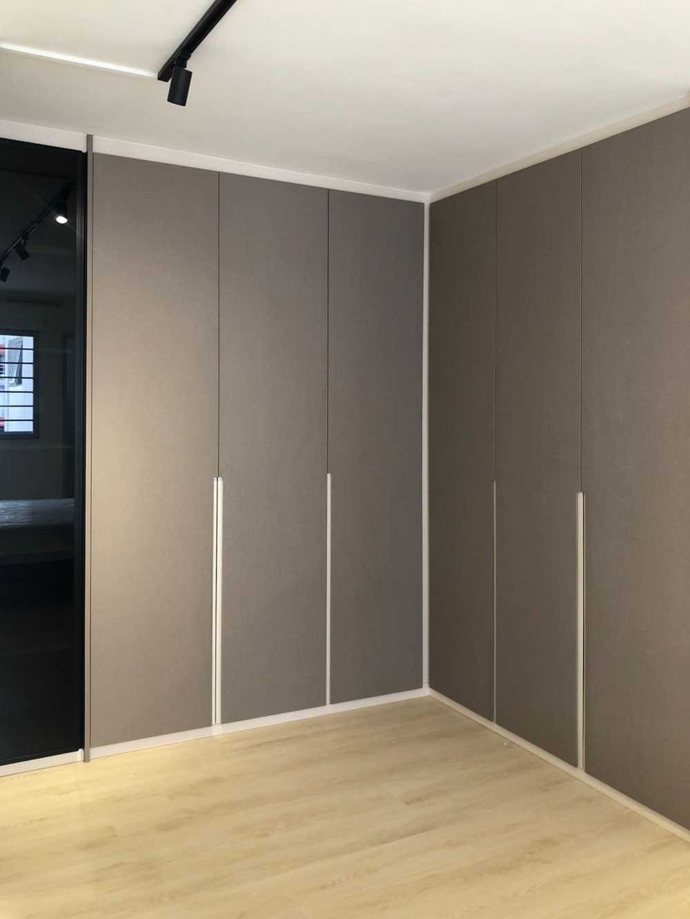 Scandinavian Bedroom with Wardrobe and Paintings