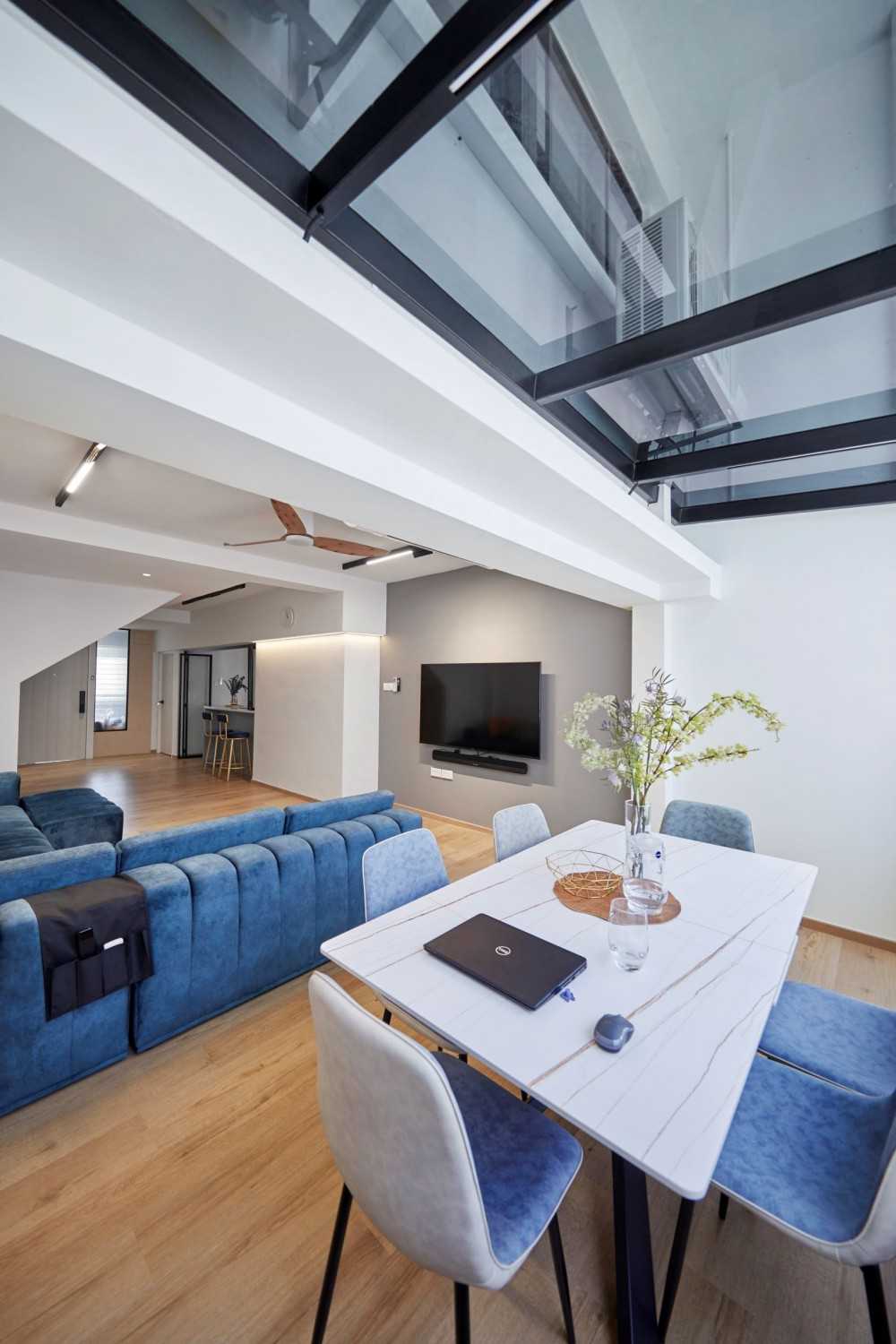 Modern Living Room with Vinyl Flooring and Feature Wall