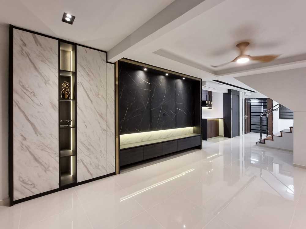 Modern Living Room with TV Console and Paintings