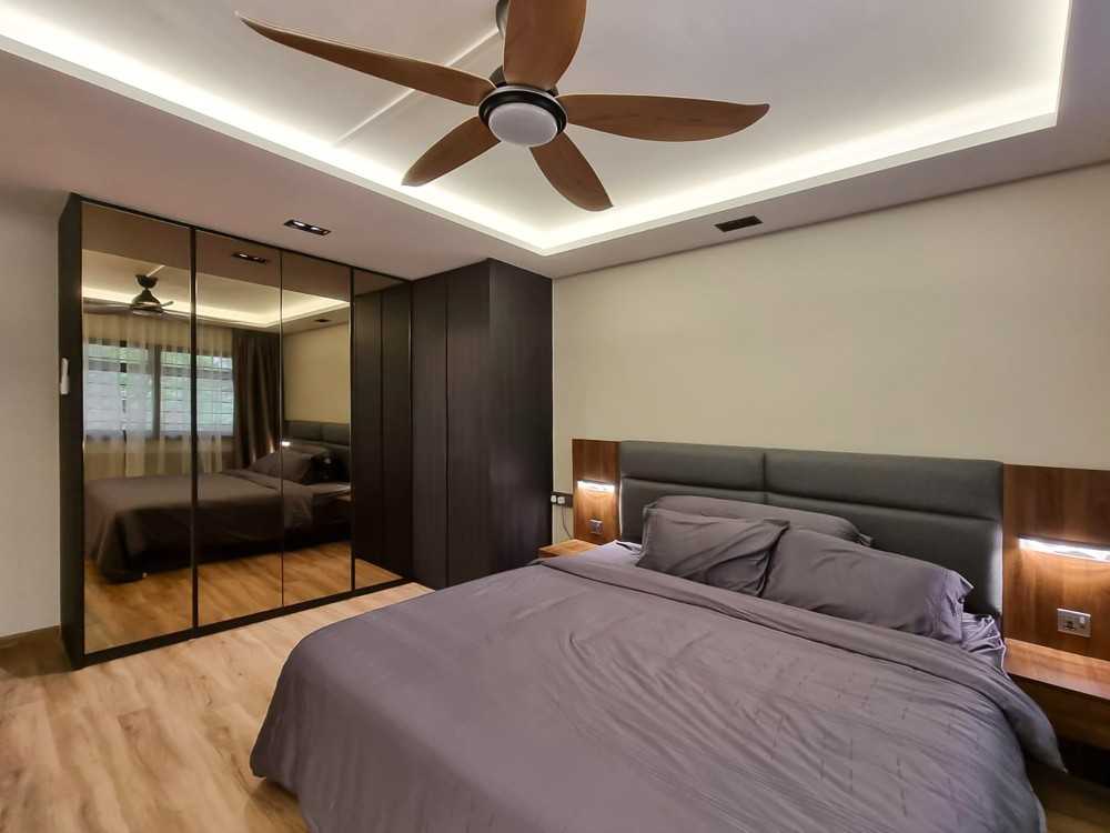 Modern Bedroom with Mirror and Wardrobe