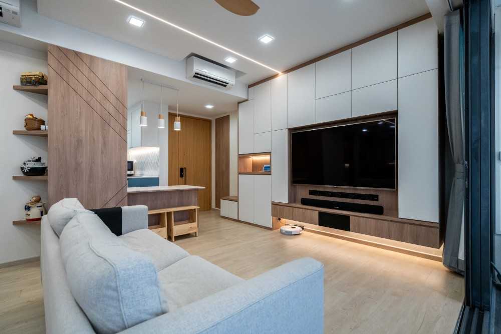 Scandinavian Living Room with TV Console and Sofa