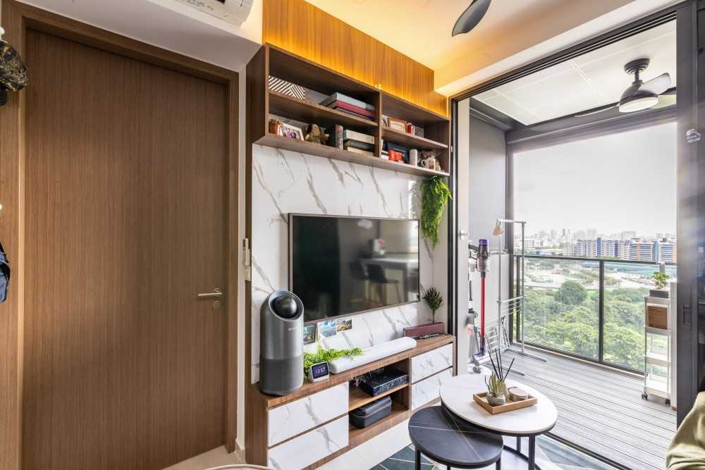 Modern Living Room with TV Console and Feature Wall