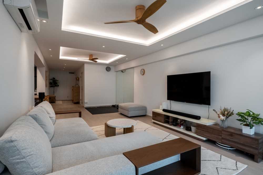Scandinavian Living Room with TV Console and TV