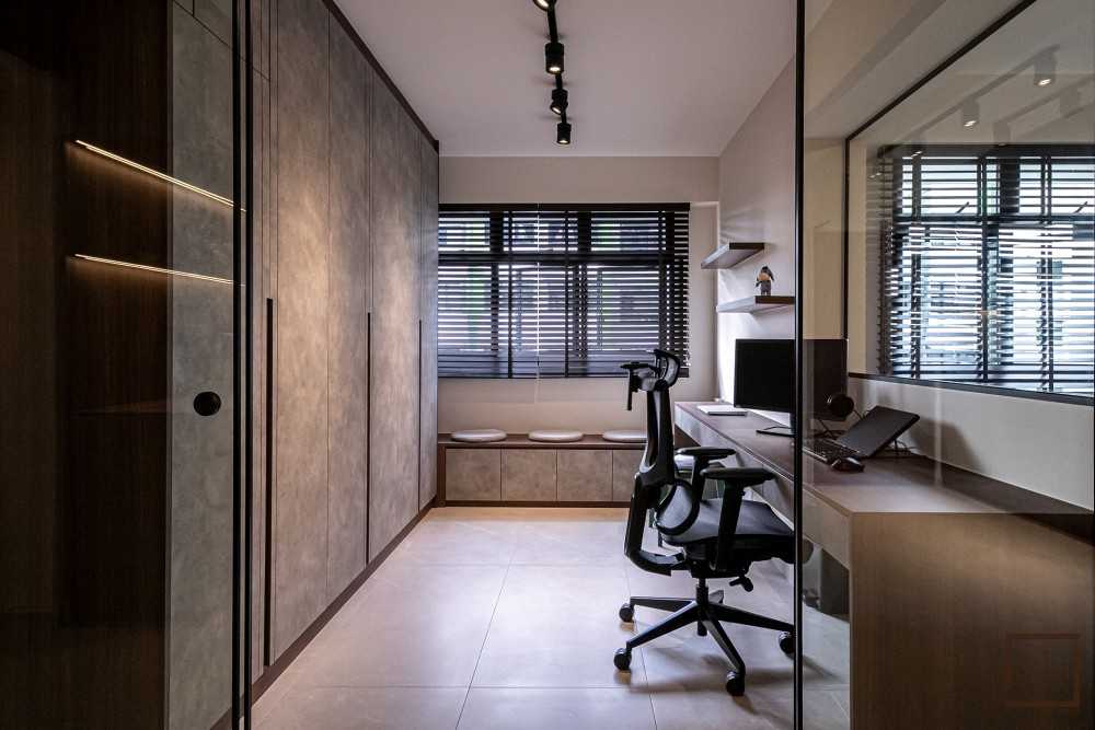 Contemporary Home Office with Desk and Desk Chairs