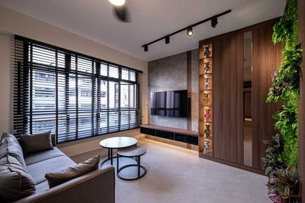 Contemporary Living Room with TV Console and Sofa