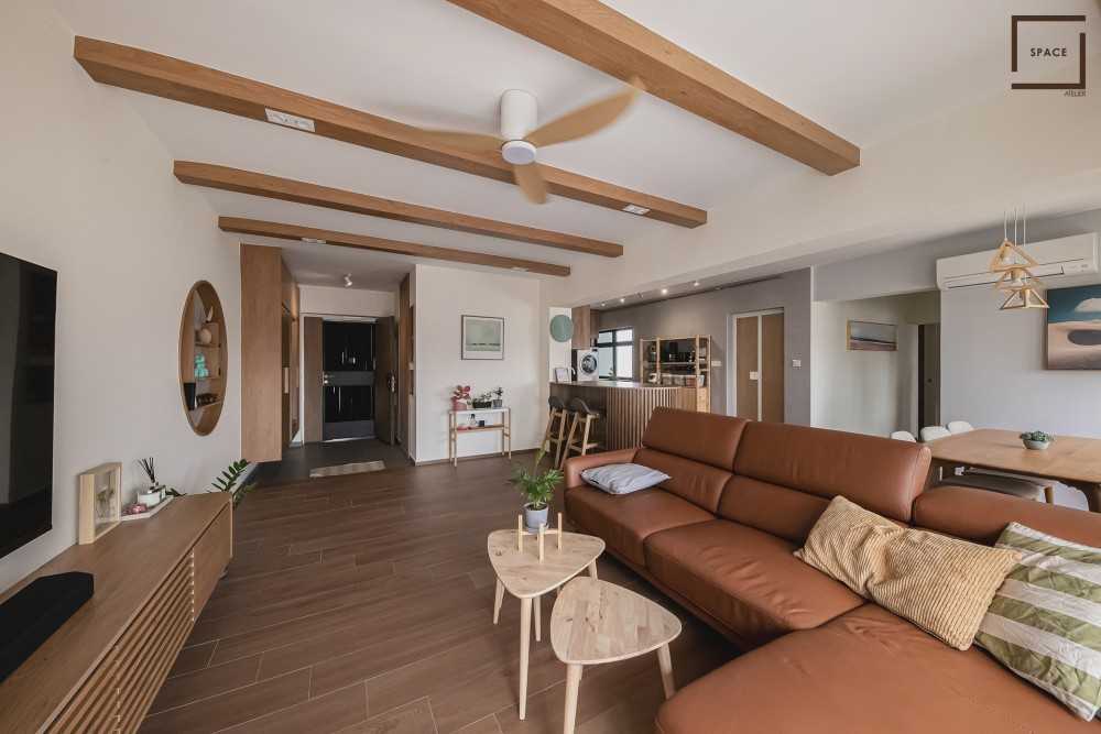 Modern Living Room with Vinyl Flooring and TV Console