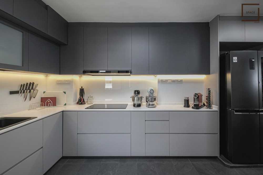 Contemporary Kitchen with Kitchen Window and Cupboard