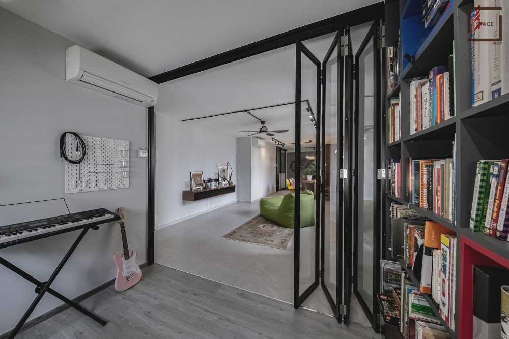 Contemporary Home Office with Storage Cabinets and Small Storage