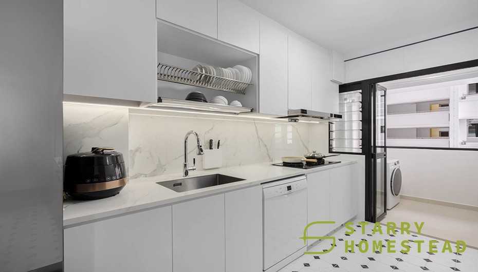Modern Kitchen with Kitchen Window and Kitchen Cabinets