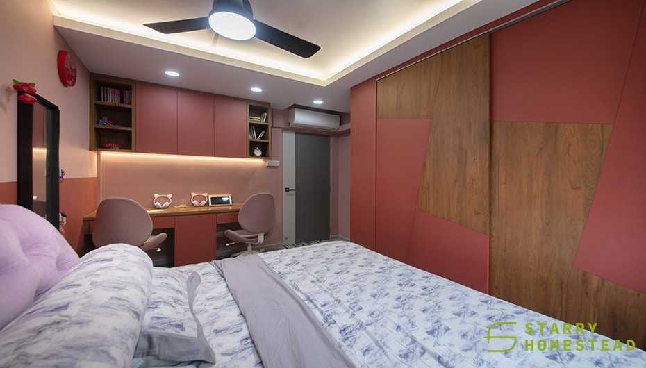 Modern Bedroom with Bookshelf and Closet