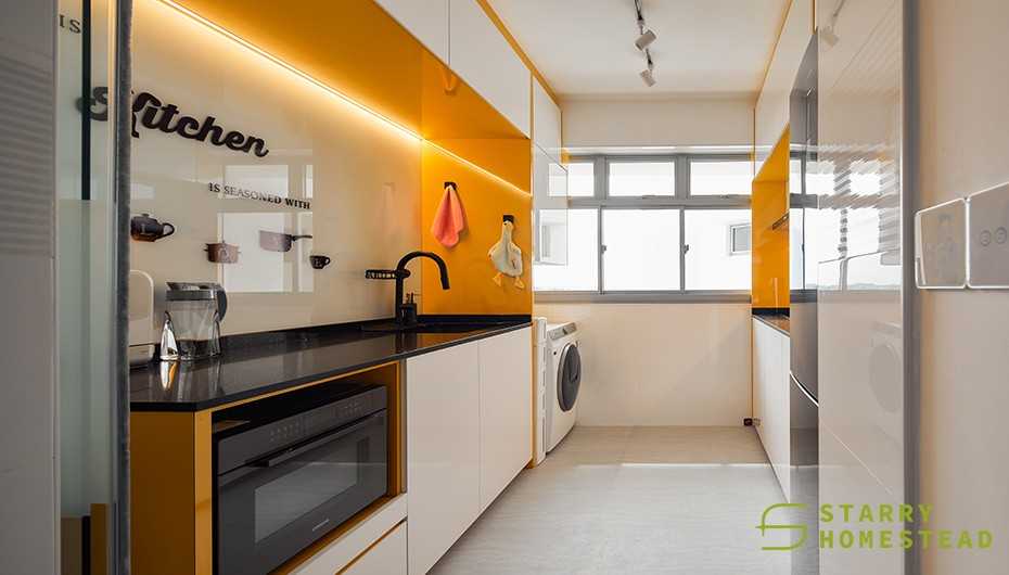 Modern Kitchen with Washing Machine and Oven