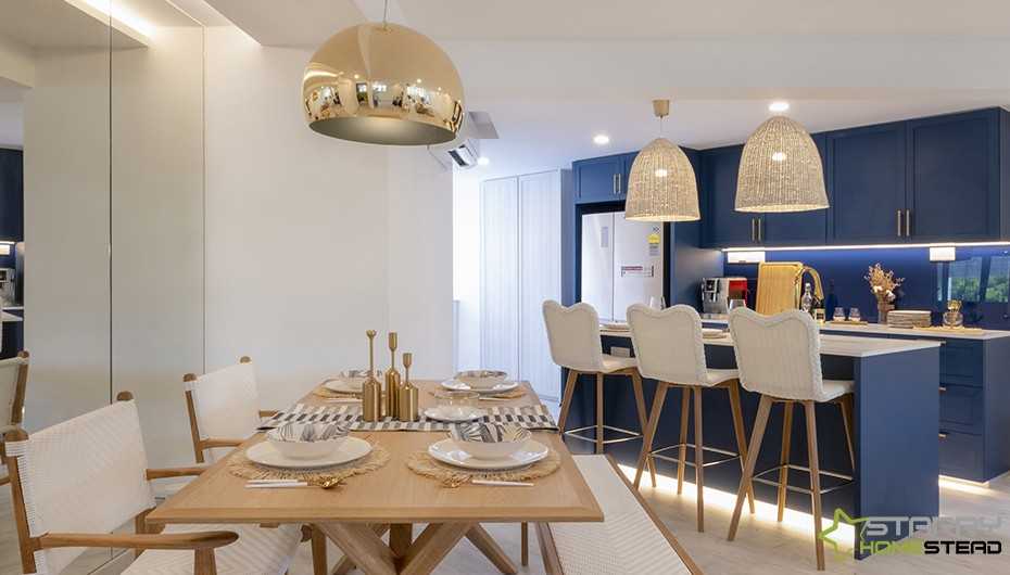 Eclectic Dining Room with Ceiling Light and Dining Table