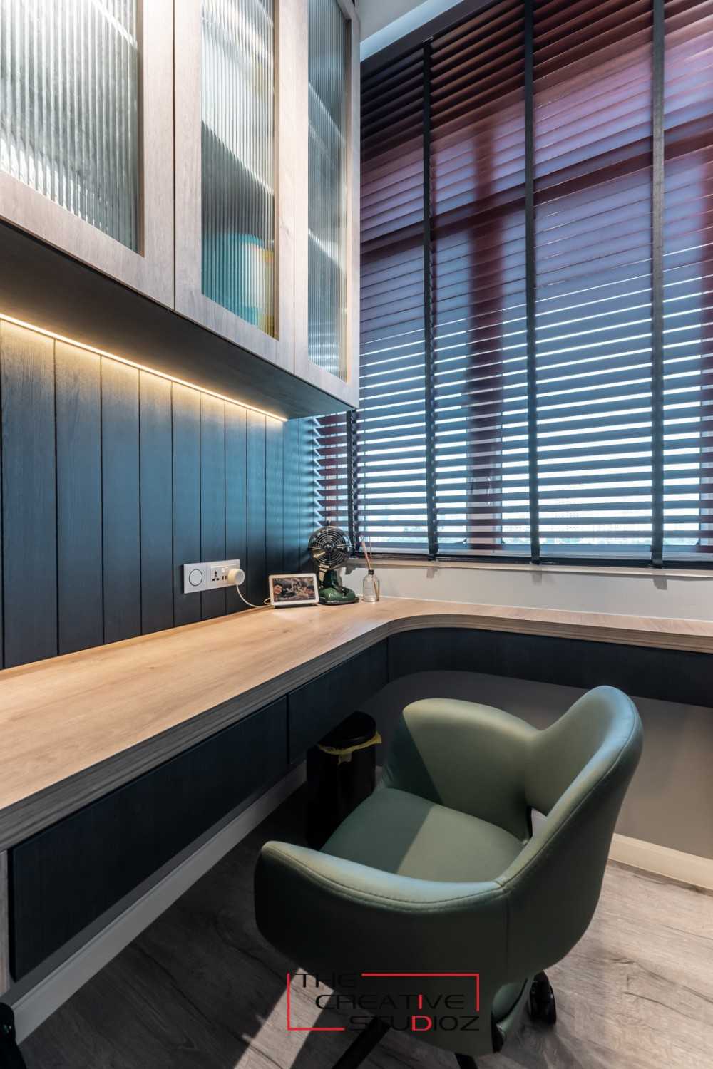 Contemporary Home Office with Desk and Desk Chairs