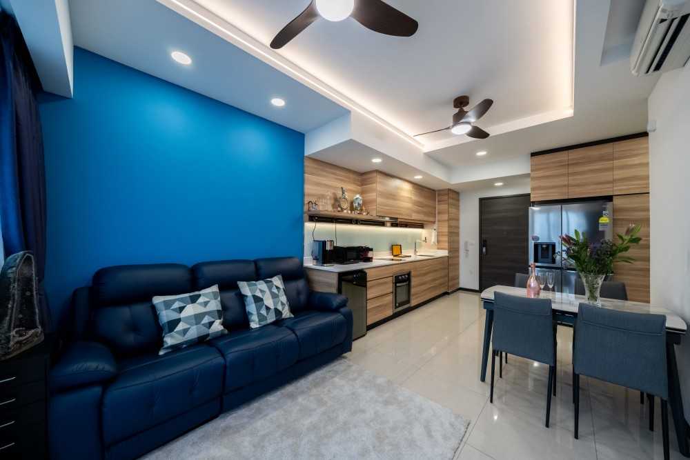 Contemporary Living Room with Wood Flooring and TV Console