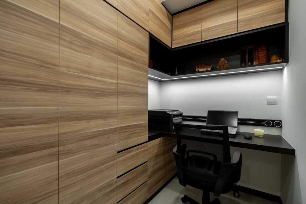 Contemporary Study with Drop Ceiling and Desk