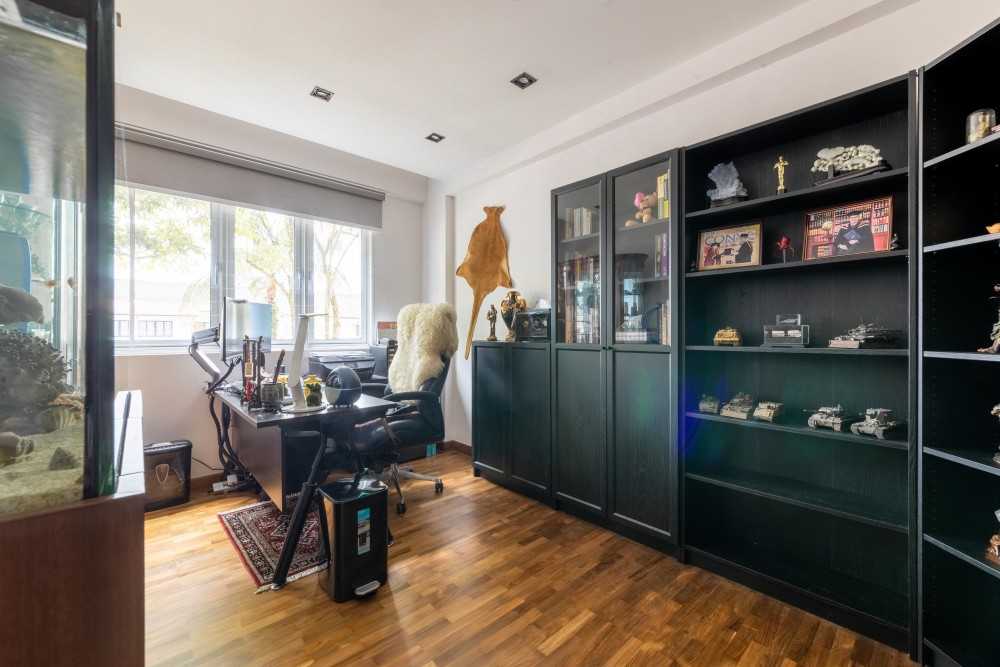 Contemporary Home Office with Desk and Desk Chairs