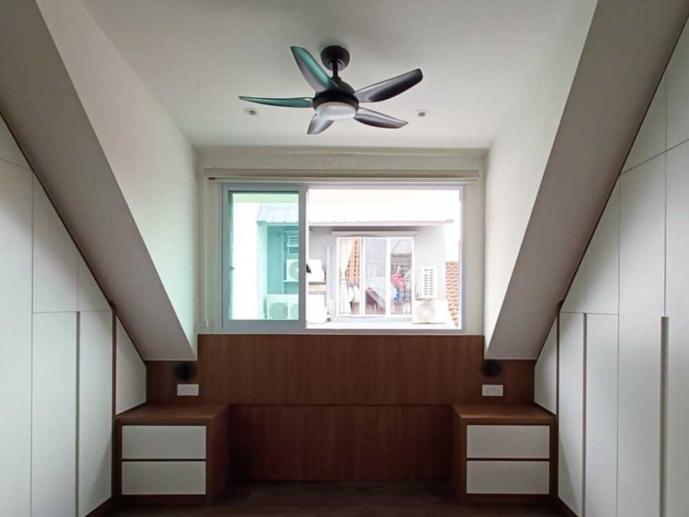 Scandinavian Bedroom with Wardrobe and Window Grille