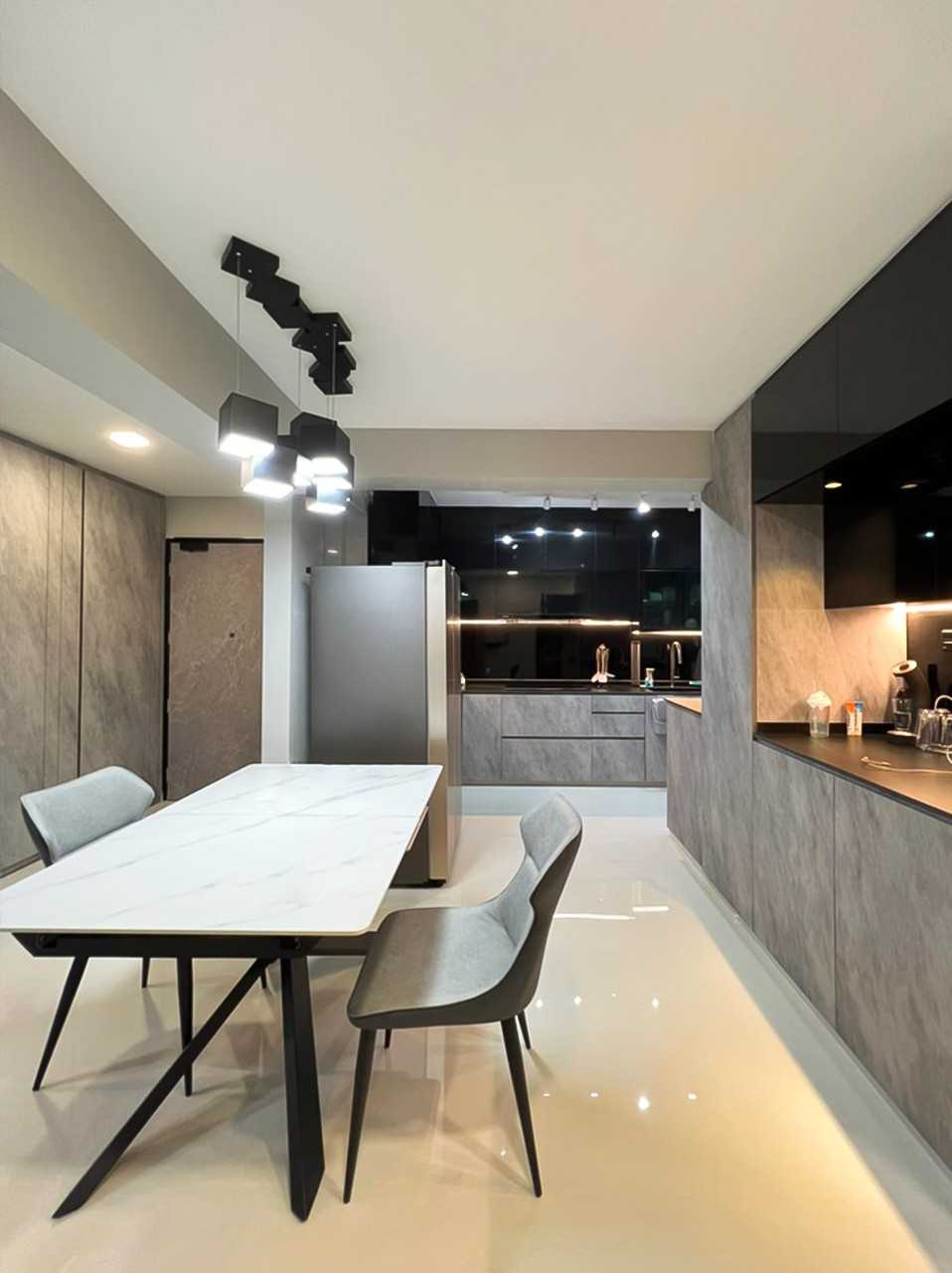 Scandinavian Dining Room with Dining Table and Sideboard