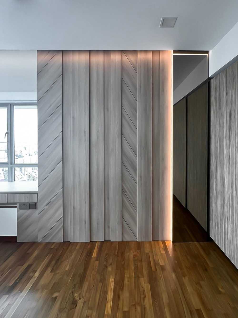 Modern Bedroom with Wardrobe and Window Grille