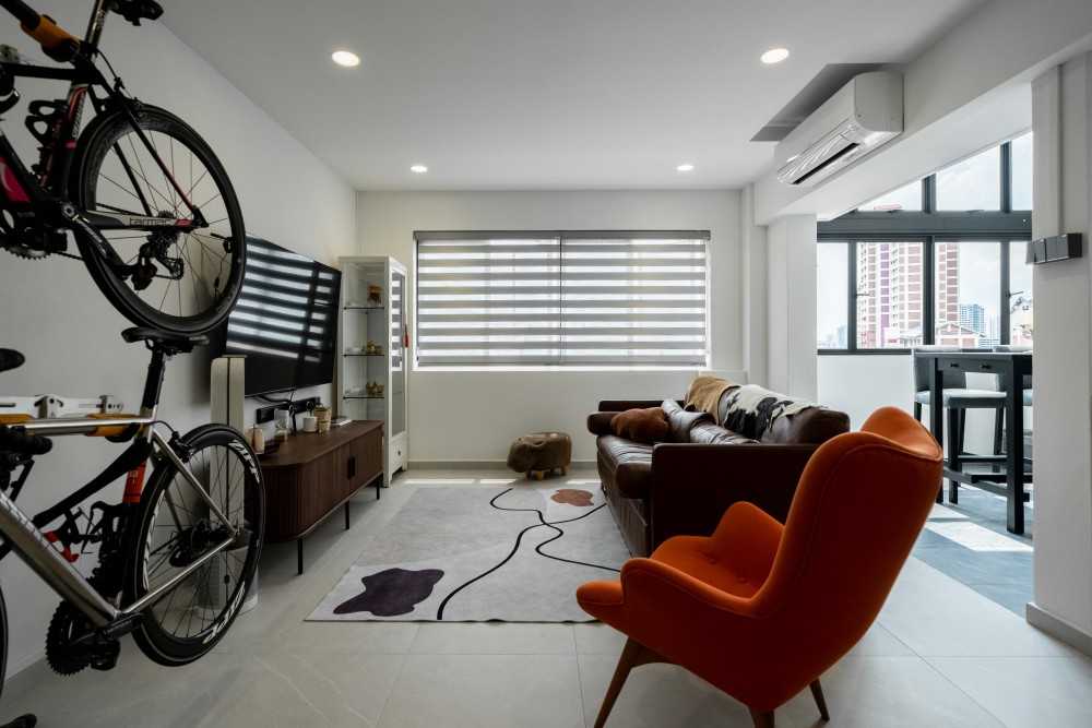 Contemporary Living Room with TV Console and Feature Wall