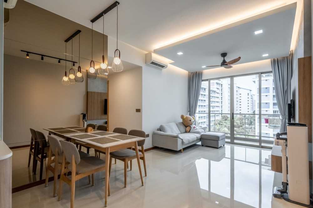 Modern Living Room with TV Console and Feature Wall