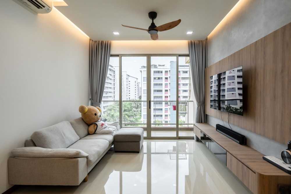 Modern Living Room with Vinyl Flooring and TV Console