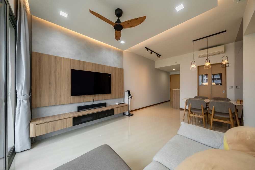 Modern Living Room with TV Console and Sofa