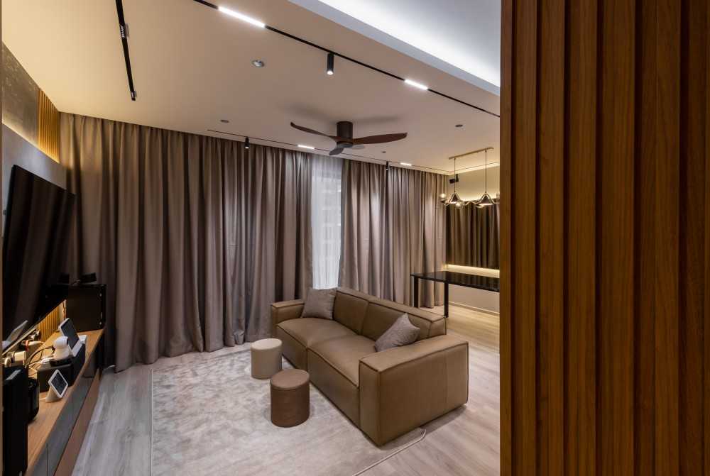 Scandinavian Living Room with Ceiling Light and Sofa