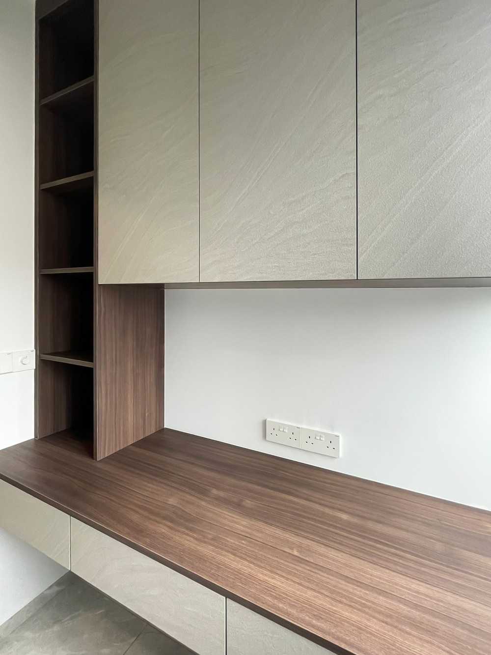 Scandinavian Bedroom with Desk and Storage Cabinets
