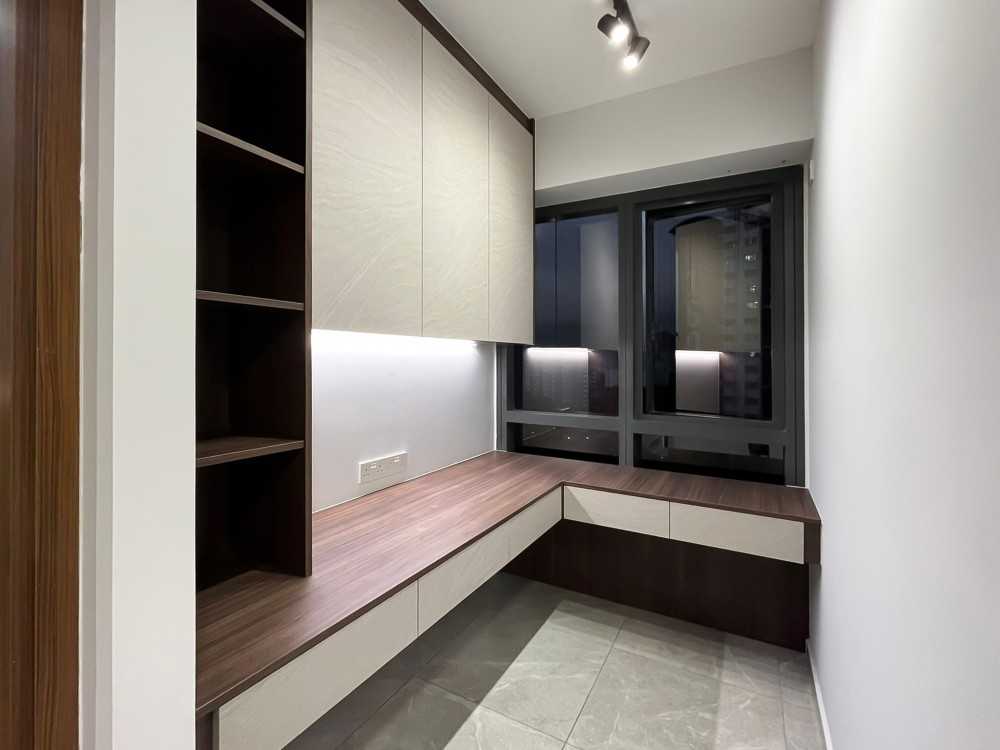 Scandinavian Bedroom with Window Grille and Bedroom Dresser