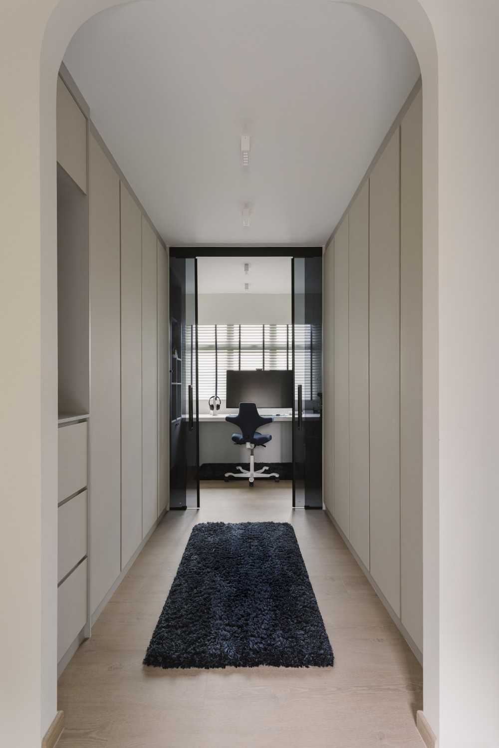 Contemporary Home Office with Desk and Desk Chairs