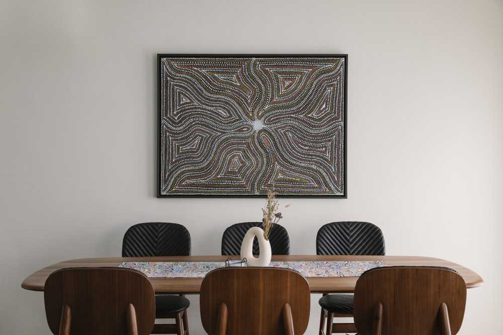 Contemporary Dining Room with Artwork and Dining Table