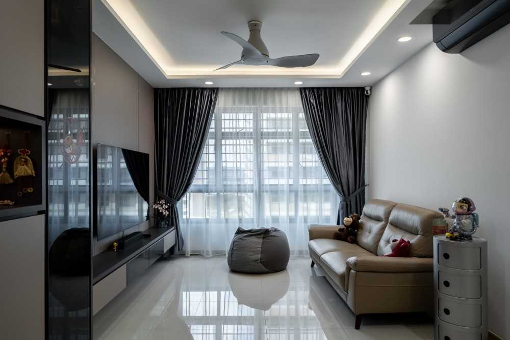 Modern Living Room with Wood Flooring and TV Console