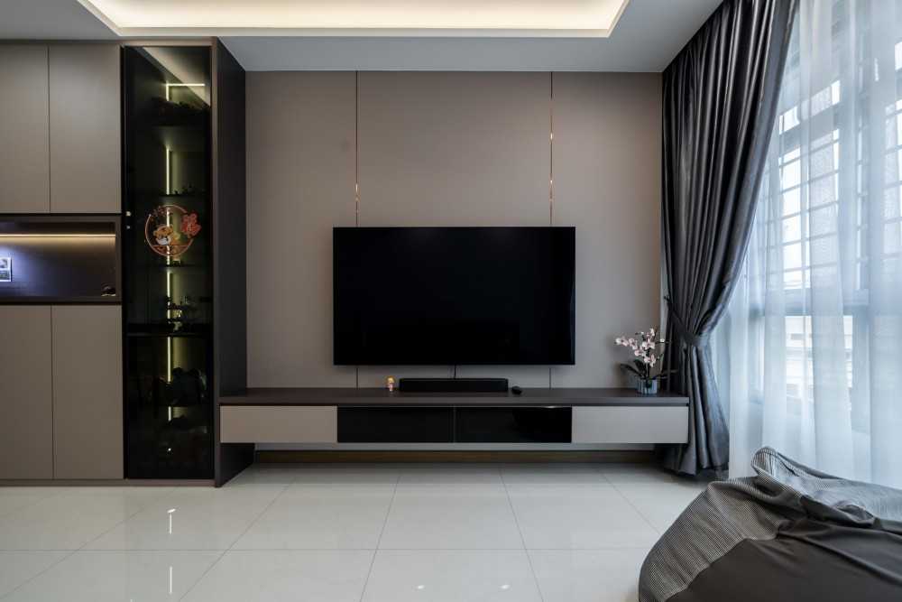 Modern Living Room with TV Console and Feature Wall