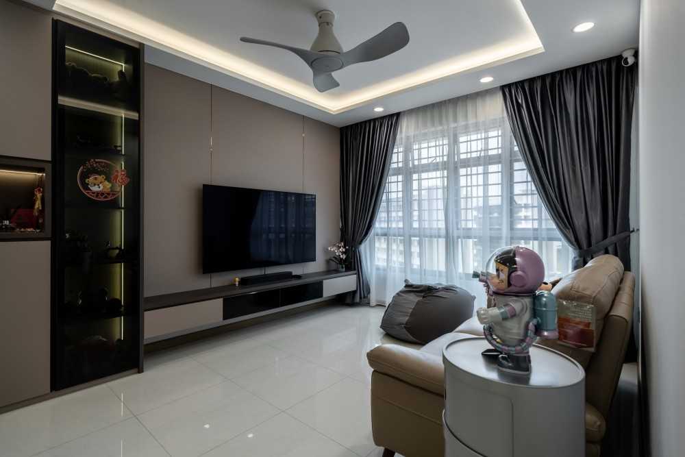 Modern Living Room with TV Console and Feature Wall