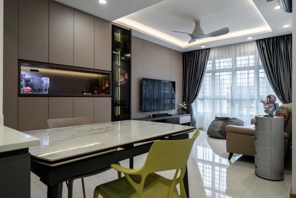 Modern Living Room with TV Console and Feature Wall