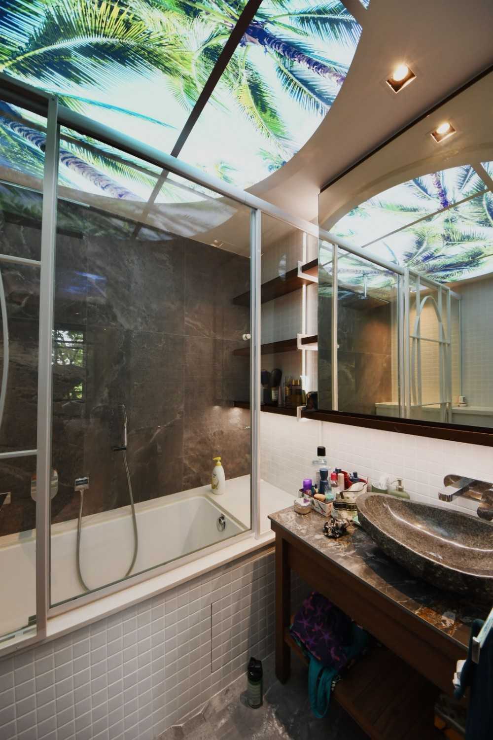 Contemporary Bathroom with Countertop and Mirror
