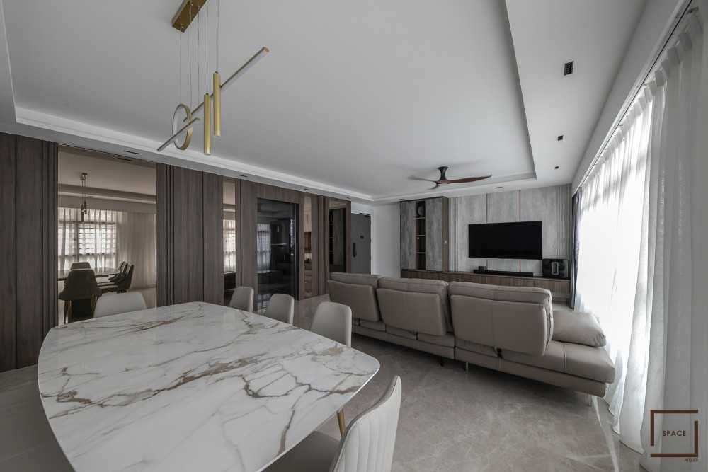 Contemporary Living Room with TV Console and Feature Wall