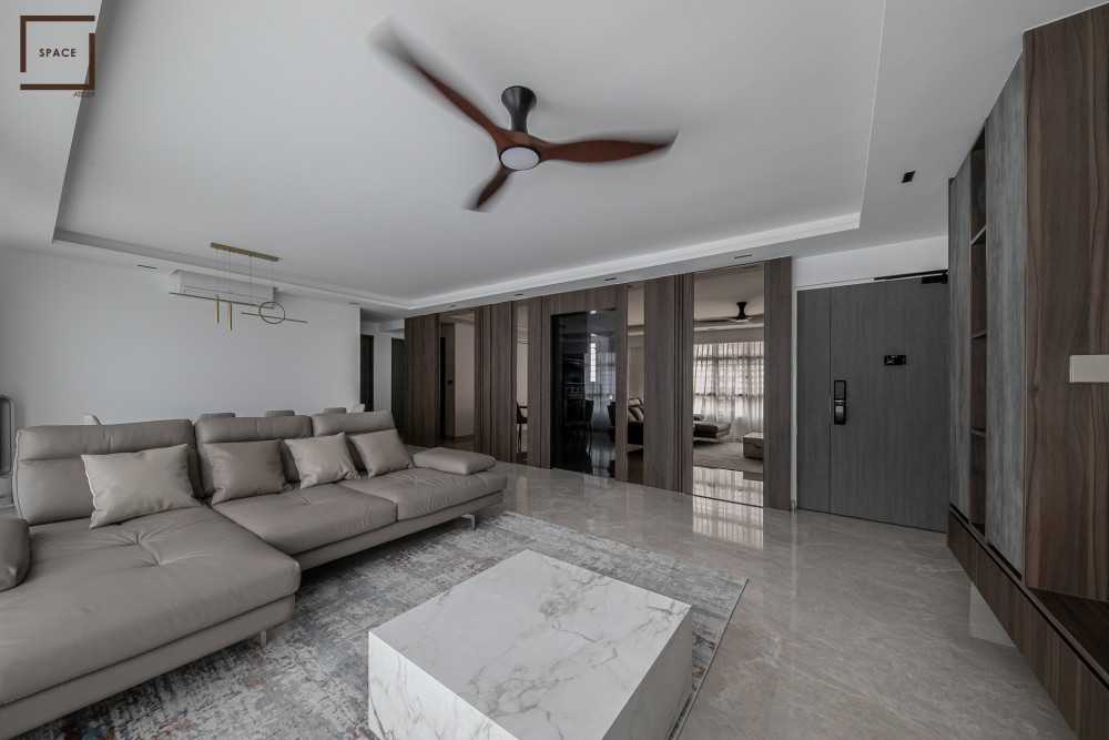 Contemporary Living Room with TV Console and Sofa