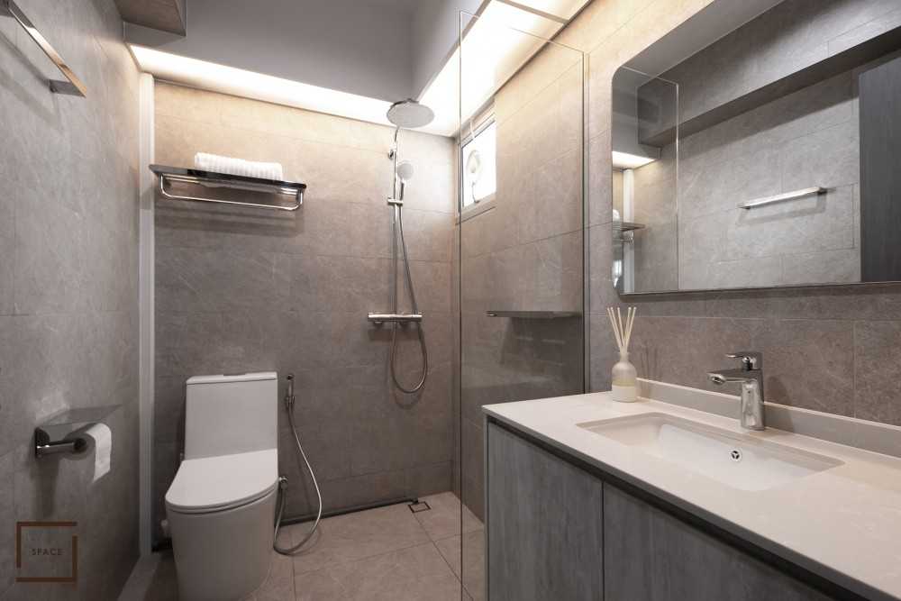 Contemporary Bathroom with Mirror and Bathroom Storage