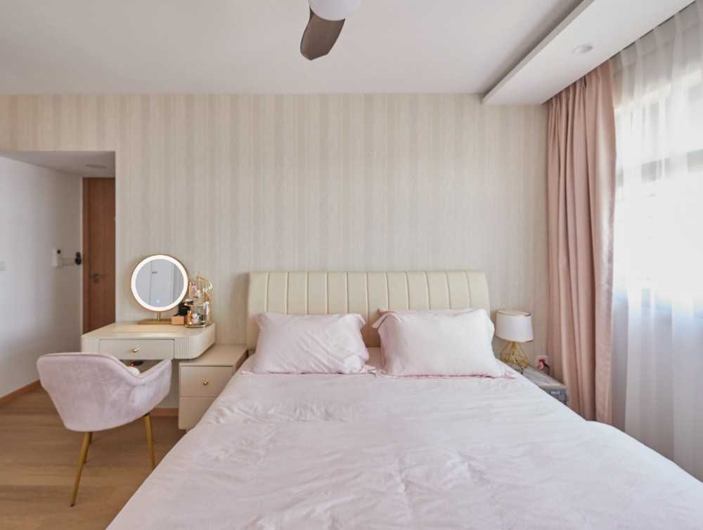 Contemporary Bedroom with Bedside Table and Bedroom Dresser